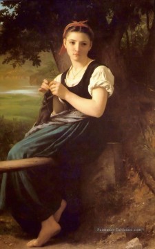 William Adolphe Bouguereau œuvres - La fille à tricoter réalisme William Adolphe Bouguereau